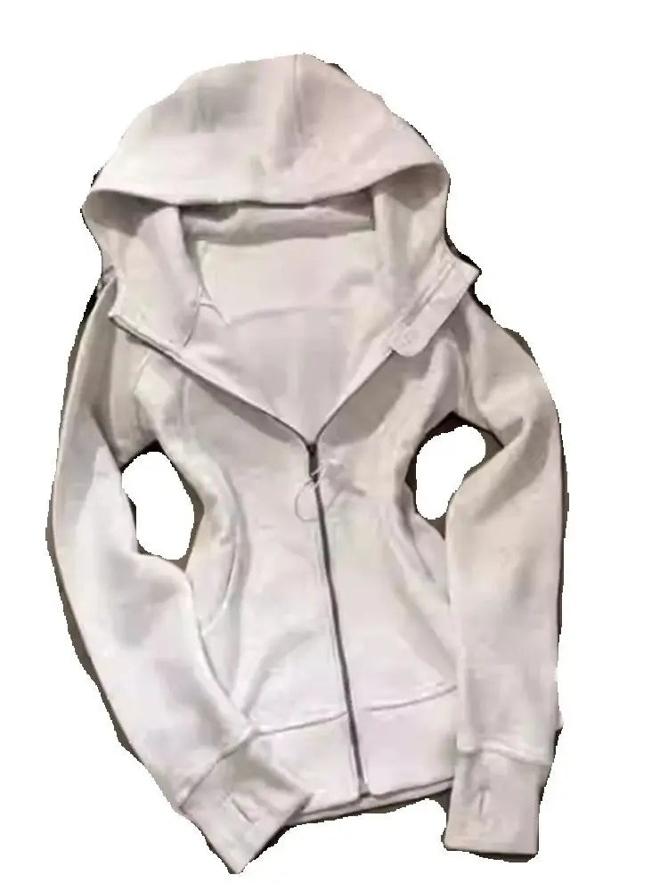 American Grey Shoulder Slim Fit Hoodie Coat For Women Spring Autumn Wear New Collection Hoodie Zipper Style Grey Jacket Top - Matrix Studios