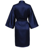 Solid Satin Night Robe, Elegant Half Sleeve V Neck House Robe With Belt, Women's Sleepwear - Matrix-studios.com