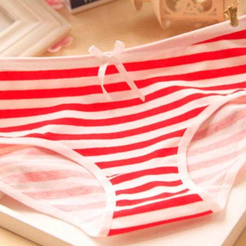 Japanese Anime Blue White Striped Panties Underwear Lolita Pink Briefs Lingerie Cute Soft Breathable Underpants Female Gifts New - Matrix Studios