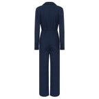 Womens Work Jumpsuit Fashion Button Coverall Casual Turn Down Collar Long Sleeve Romper Overall Elegant Button Front Design - Matrix Studios