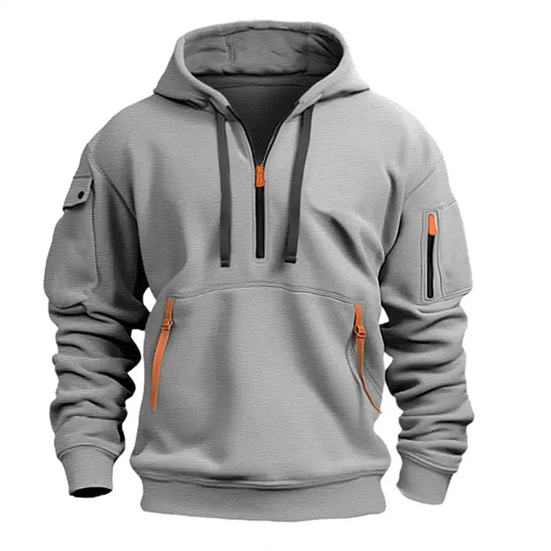 Men's Hoodie Multi Pocket Zipper Casual Sports Hoodie Men/Women Plus Size Loose Pullover Fashion Sweatshirt Long-Sleeve tops - Matrix Studios