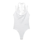 Women's Bodysuit 2026 New Fashion Summer Black Spliced Lace Bodysuit for Women Elegant Chic Personality Spaghetti Strap Bodysuit - Matrix Studios