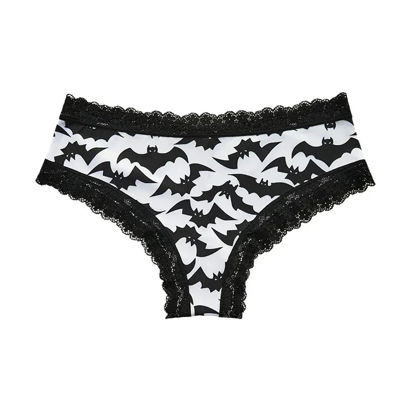 Underwear Women's Lace Edge Sexy Panties Gothic Style Lingerie Rose Skull Personalized Comfortable Breathable Triangle Pants - Matrix Studios