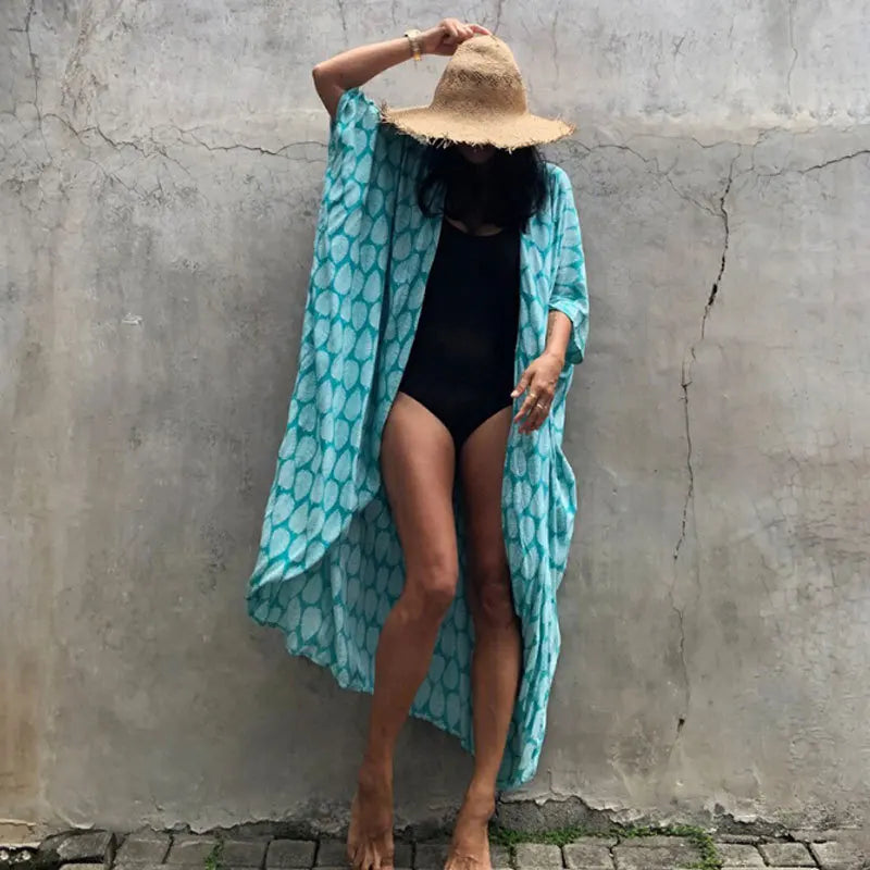 Beach Cover Ups for Swimwear Women Black Tie Dye Kimono Swimsuit Cape Summer Dress 2022 Beachwear Outfits Sales - Matrix Studios