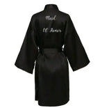 Satin Silk Robe Bride Robe Women Wedding Robe Bridesmaid Robes Dressing Bridal Robes Black - Matrix-studios.com