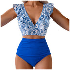 Two-Pieces Tankini Bikinis Ladies Swimwears Outfit Women Fashion Printed Ruffle Summer 2pcs Split Swimsuit Woman Swimwear - Matrix-studios.com