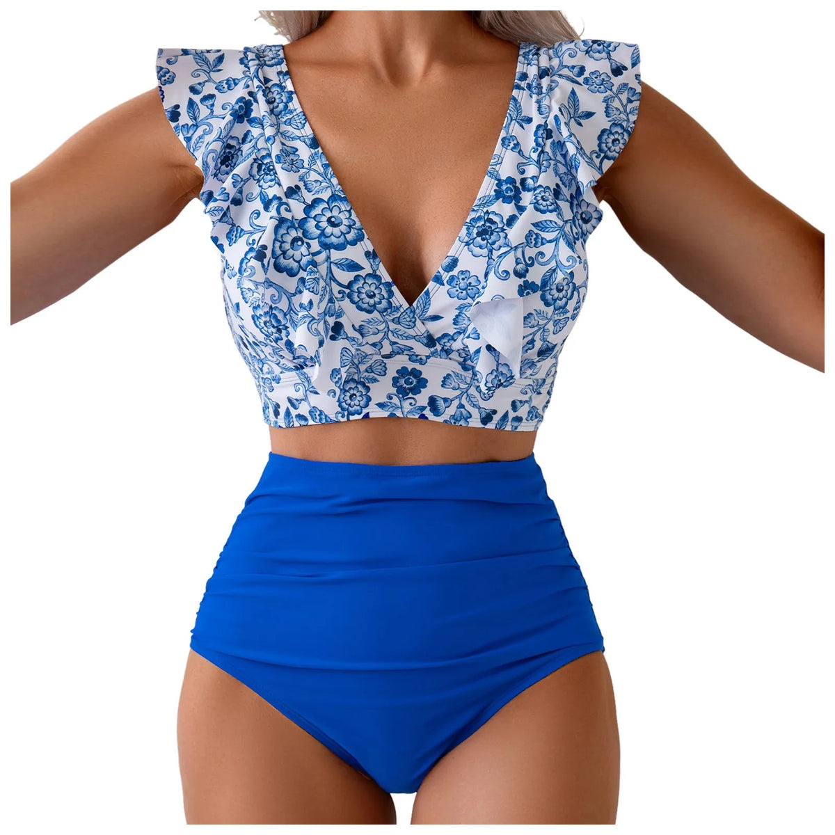Two-Pieces Tankini Bikinis Ladies Swimwears Outfit Women Fashion Printed Ruffle Summer 2pcs Split Swimsuit Woman Swimwear - Matrix-studios.com