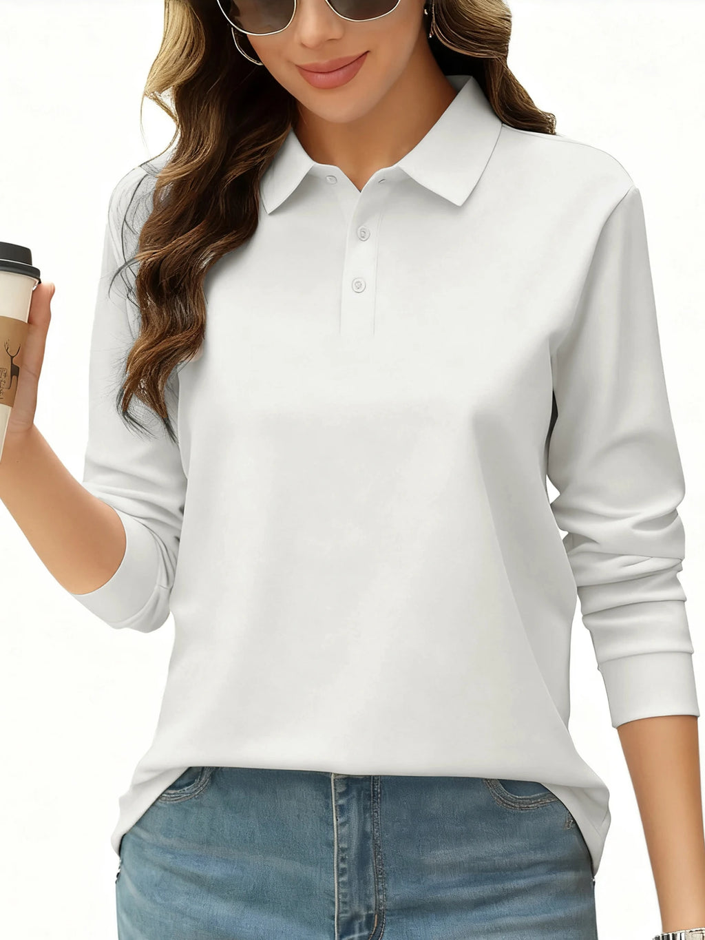 Solid Color Autumn Womens T-Shirt Soft Comfortable Polo Shirt All-Match Lapel Streetwear Unisex Hip Hop Woman Long Sleeve - Matrix-studios.com