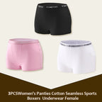 3Pcs Women's Panties Cotton Seamless Sports Boxers Underwear Female Solid Color Briefs Lingerie Intimate Underpant Finetoo S-XXL - Matrix Studios