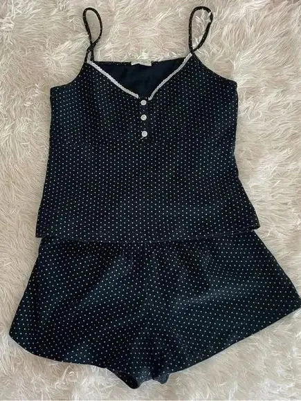 Strawberry Vest Shorts 2 Pieces Set Woman Eyelet Bow Slim Tank Top with Elastic Waist Patchwork Straight Short Pant Sweet Sets - Matrix-studios.com