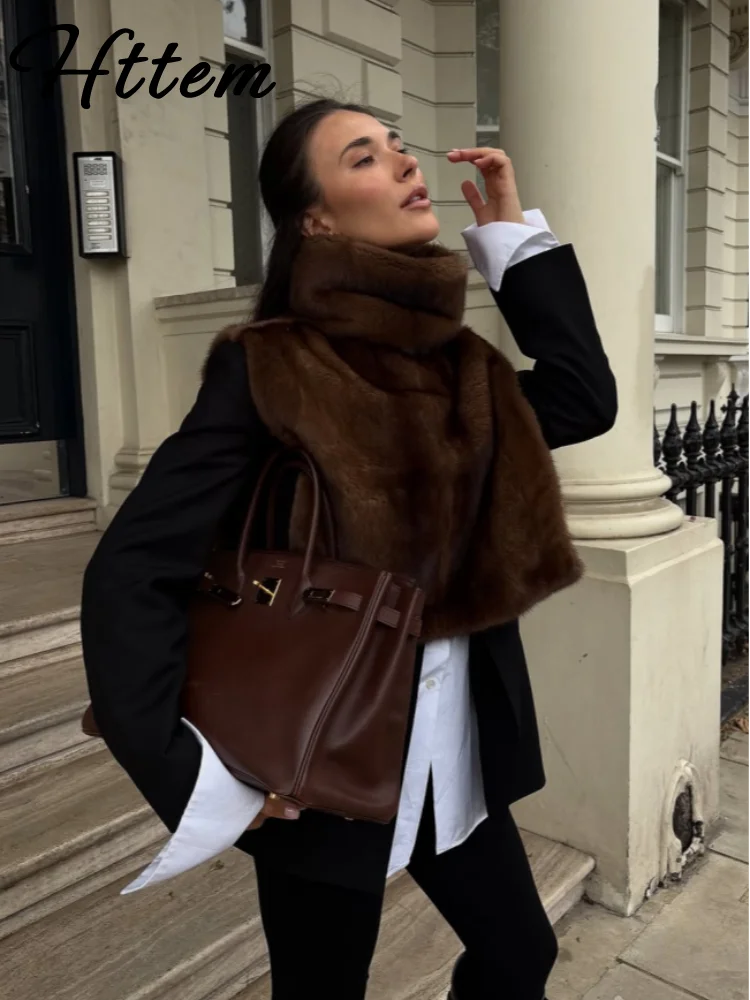 Chic Turtleneck Fur Vest Women All-matching Solid Sleeveless Fluffy Cozy Vests Female 2025 Autumn Winter Lady Layering New - Matrix Studios