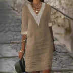 Customizable Women Dress Summer Sexy V-neck Casual Solid Dress - Matrix-studios.com