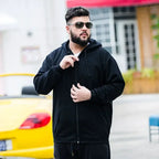 Big Size Hoodie Men Hood Long Sleeve Sweatshirt Male Zip-up Loose Cotton Fleece-lined Casual Top Zipper Large Fat Plus 10XL 12XL - Matrix Studios