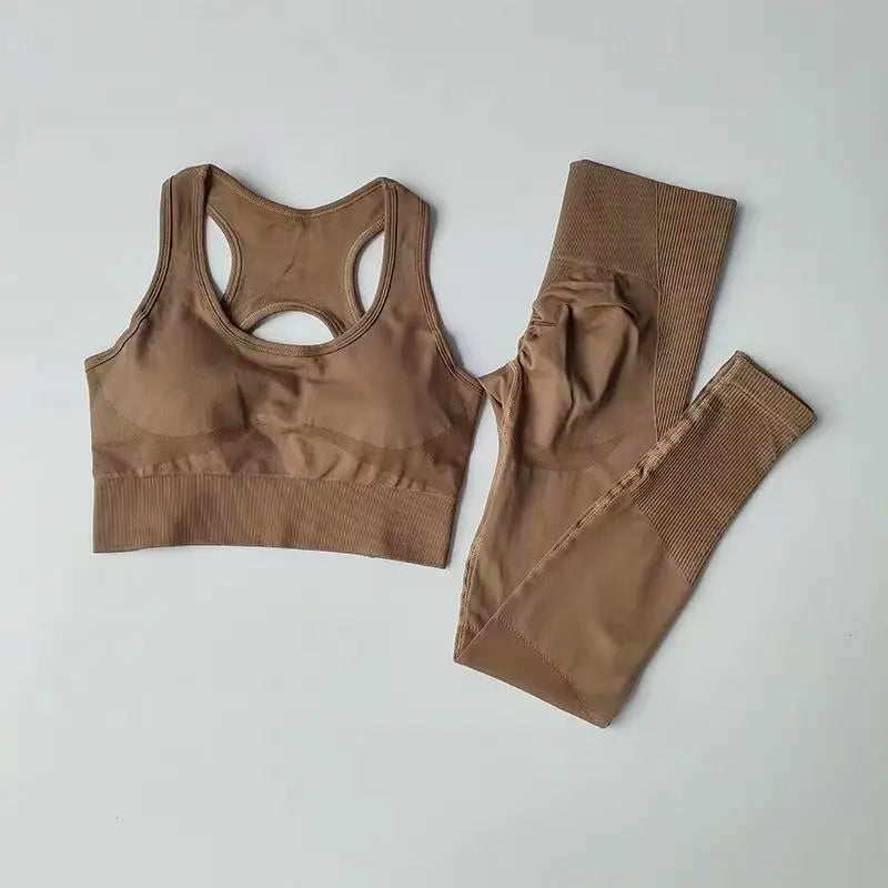 2PCS Sports Bra Women's Set Professional Fitness Tank Top Bra Shockproof Running Leggings Yoga Suit Beautiful Back Bra Clothing - Matrix-studios.com