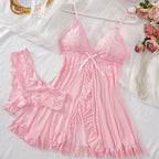 Sexy Lingerie Set Women Erotic Bra Nightdress Sexy Lace Sleepwear Solid Slim Soft Dresses V Neck Full Slip Sleepwear & Dresses - Matrix-studios.com