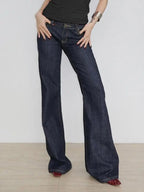 Women's Slim Fit Flared Jeans Y2K Vintage Low Rise Stretch Denim Pants with Embroidery Distressed Style for Everyday Outfits - Matrix-studios.com