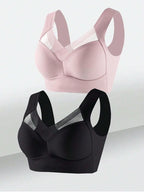 2PCS Women Lace Sport Bras Plus Size Seamless Bra Bralette Backless Lady Brassiere Vest Female Gather Shock-Proof Wireless L-3XL - Matrix Studios