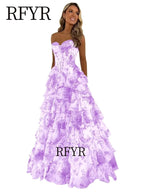 RFYR A Line Floral Prom Vestidos De Novia Pleated Elegant Prom Dress 2025 Floor Lenght Party Dress for Women  فساتين السهرة - Matrix-studios.com