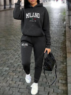 MILANO Pants Sets for Women Clothing High quality Sweatshirt Sweatpant Hoodie Suit 2 Piece Autumn Winter Outfits Woman Tracksuit - Matrix-studios.com