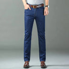 New Ice Silk Thin Denim Jeans For Men Blue Straight Stretch Cotton Pants Business Casual Lightweight Trousers Spring Summer - Matrix Studios
