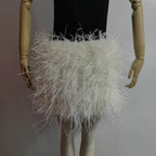 Real feather mini skirt, elastic waist sexy clothing, club, party dance party carnival short skirt can be customized in size - Matrix Studios