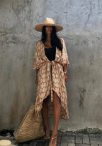 Women Plus Size Long Cover up Bikini Coverups Kimono Tie Front Bathing Suit Swimsuit Beachwear - Matrix Studios