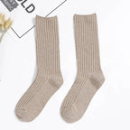 1/3/5 Pairs Women's Ribbed Crew Socks Soft Stretchy Solid Color Slouch Mid-Calf Sock High Quality Elastic Casual Fashion Sox - Matrix Studios