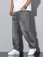 Men's straight skinny grey jeans, straight and simple design, suitable for daily wear in all seasons - Matrix Studios