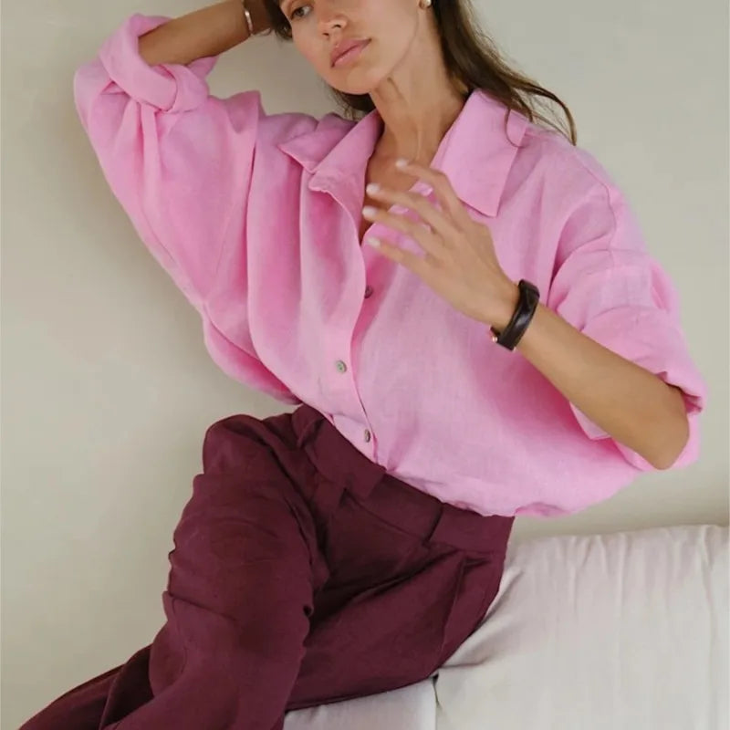 We.Fine Women's Shirt Elegant Long Sleeve Blouse Spring Vintage Basic Top Collar Cotton Shirt for Women - Matrix-studios.com