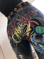 Baggy Wide Leg Y2K 2000s Loose Jeans Embroidered Buddha Casual Denim Pants Harajuku High Waist Straight Jeans Y2k Women Clothing - Matrix-studios.com