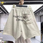 Apricot Khaki Saint Shorts Men Woman Hip Hop Heavy Fabric Vintage High Street Graffiti Good Quality Joggers