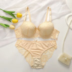 2Pieces Bras and Panty Sets Sexy Lace Transparent Floral Clothing Underwire Push Up Lingeries For Woman - Matrix-studios.com