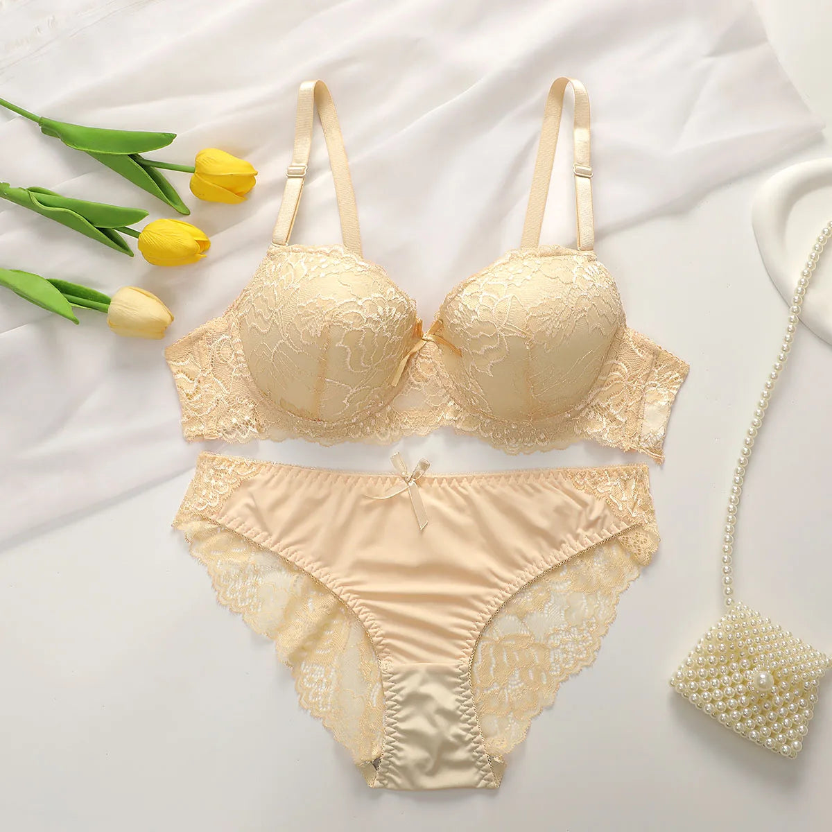 2Pieces Bras and Panty Sets Sexy Lace Transparent Floral Clothing Underwire Push Up Lingeries For Woman - Matrix-studios.com