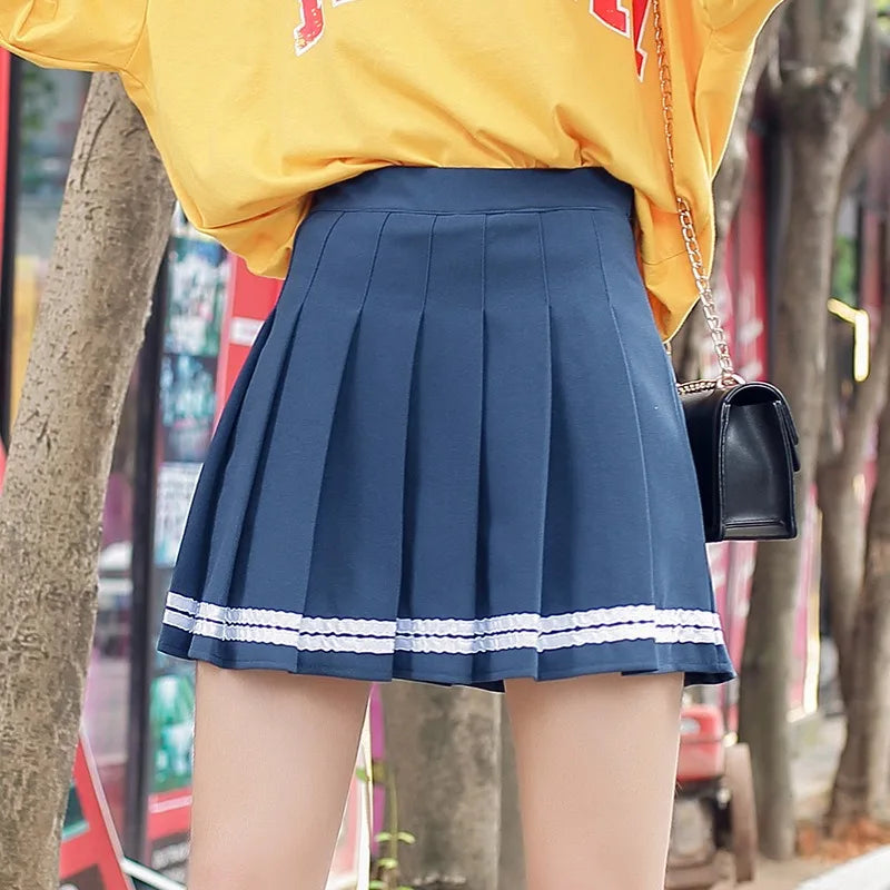 Preppy Girl Pleated Skirts Elastic Waist Summer Vintage Mini Skirts Korean Streetwear Spring Student Strips Designed Dance Skirt - Matrix-studios.com