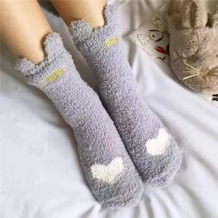 6/5/4/3/2/1Women's Warm Solid Color Floor Socks Non Slip Plush Knitted Coral Fleece Socks No Show Socks - Matrix Studios