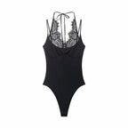 Women Pure Color Lace Jumpsuit Women's One-Piece Suit ort Pants Mid Waist Female Jumpsuit - Matrix Studios