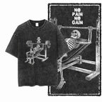 YG BODY BUILDING Printed Cotton Acid Washed Graphic Unisex T Shirt Cool CROSSFIT Streetwear Men Tshirts Big Size Tee for Men - Matrix Studios