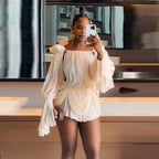 Satin Off Shoulder Pleated Mini Dress for Women Fashion Puff Sleeve  Cinched Waist Prom Party Skirt 2026 NEW Summer Lady Dresses - Matrix-studios.com