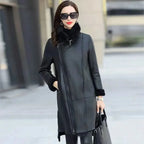 Oversized 6XL Thicken PU leather Jacket Women's 2025 Winter Warm Faux Mink Fur Coat Female Loose Windproof Parka Long Overcoat - Matrix Studios
