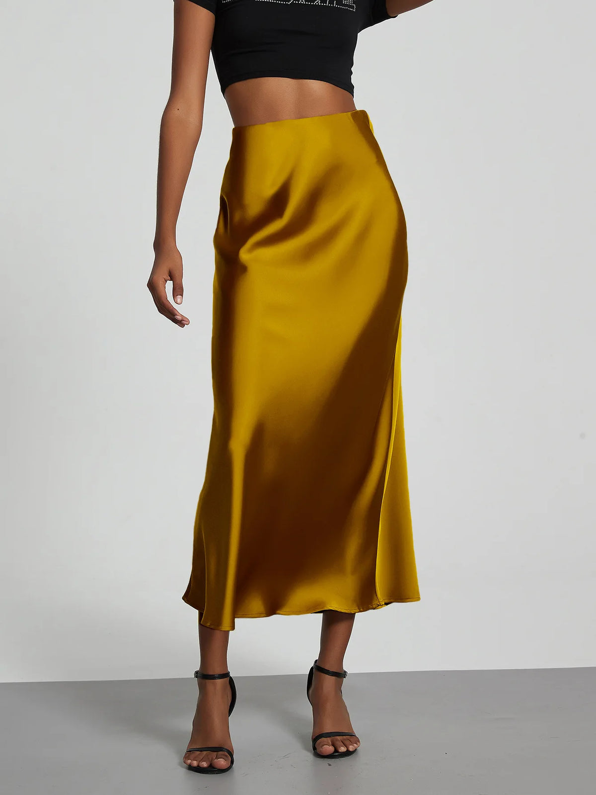 21 Colors New 2026 Women's Elegant High Waist Satin Long Skirts Female Summer Solid Color Faldas - Matrix-studios.com