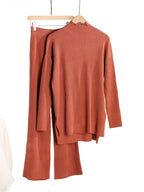 Autumn Winter 2 Pieces Women Sets Knitted Tracksuit Turtleneck Sweater and Straight Jogging Pants Suits - Matrix-studios.com