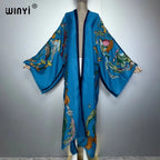 WINYI Fashion Kimono Print Coat Long Sleeve Cardigan Abaya Muslim Woman Cover Up Boho Dress Kaftan Abaya Dubai Luxury Caftan - Matrix-studios.com