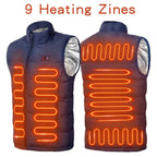 9 Heated Vest Zones Electric Heated Jackets Men Women Sportswear Heated Coat Graphene Heat Coat USB Heating Jacket For Camping - Matrix Studios