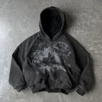 Y2k Gothic Punk Style Printed Star Spot Embroidered Zipper Hoodie Men and Women Fashion Harajuku Retro Oversized Bat Sleeve Top - Matrix Studios