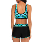 Hawaiian Print Split Swimsuit Two Piece Sets For Woman Sporty Tankini Bikini Swim Tank Top+Bikinibottom Shorts Beachwear - Matrix-studios.com
