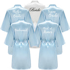 Blue Women Bathrobe White Letter Bride Bridesmaid Mother Maid of Honor Get Ready Bridal Party Robes Gifts Dressing Gown - Matrix-studios.com