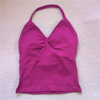 HBC Sexy V Neck Gym Tank Top Longline Strappy Vest Women Seamless Sports Running Tank Top Slim Fit Yoga Padded Workout - Matrix-studios.com