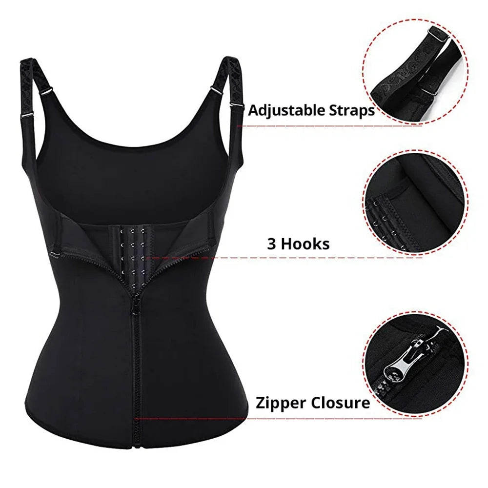 Waist Trainer Tank Top For Women Zipper Body Shaper Tummy Control Sleeveless Top, Women's Activewear Body Shaping Underwear - Matrix-studios.com
