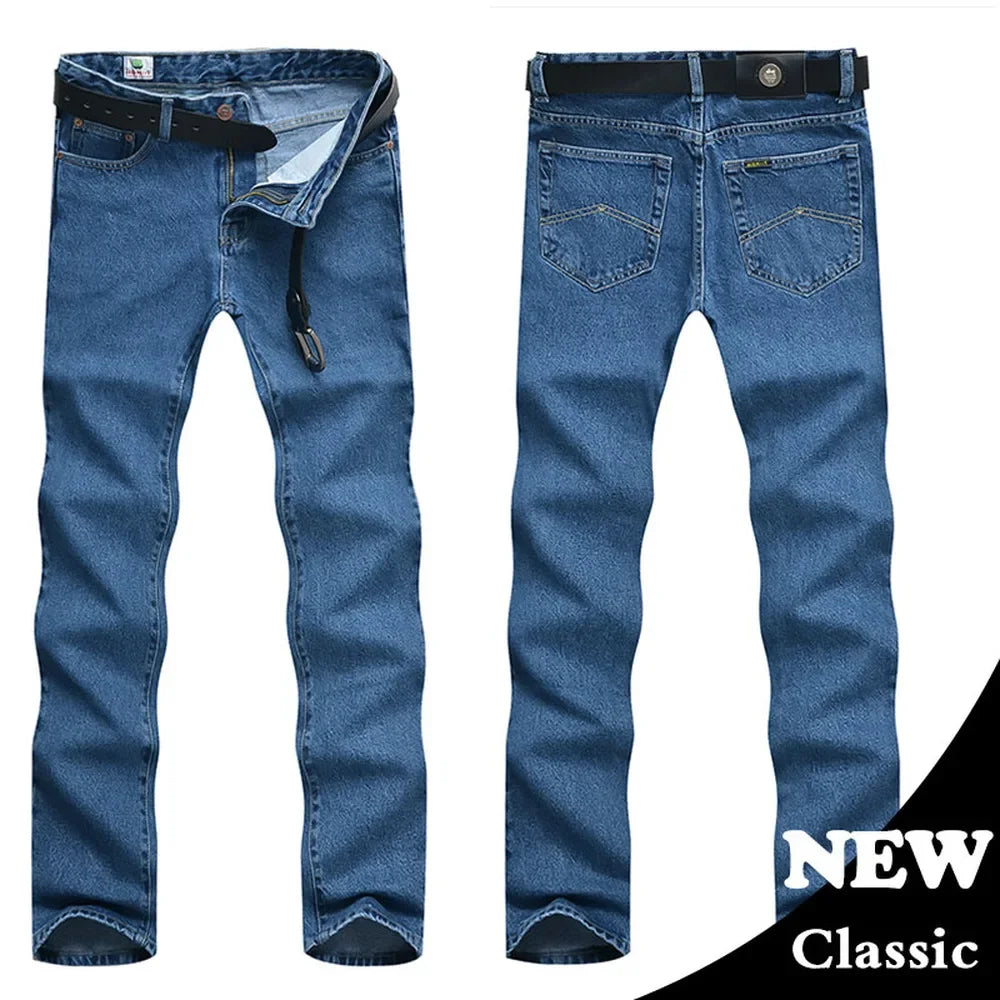 Men Business Jeans Classic Spring Autumn Male Cotton Straight Stretch Brand Denim Pants Summer Overalls Slim Fit Trousers 2021 - Matrix Studios