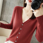 2026 New V-Neck Temperament Small Fragrant Wind Women Loose Sweater Coat Special Offer Cardigan ZHI D035 - Matrix Studios